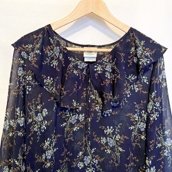 Laura Ashley Vintage Chiffon Drop Waist Dress with Botanical Print - Picture 3 of 11